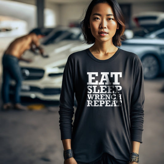 Eat Sleep Wrench Repeat Unisex Long Sleeve Tee